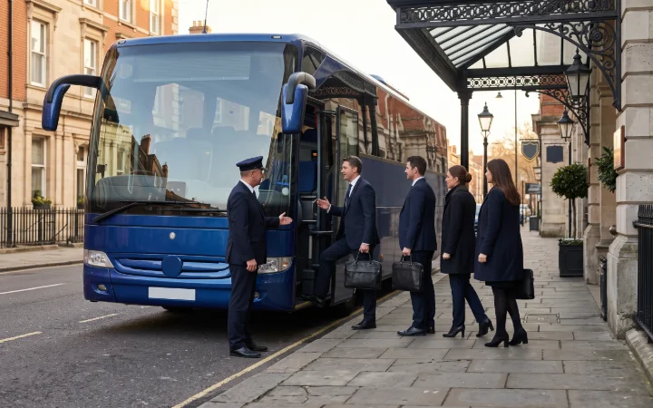 Clients boarding a coach